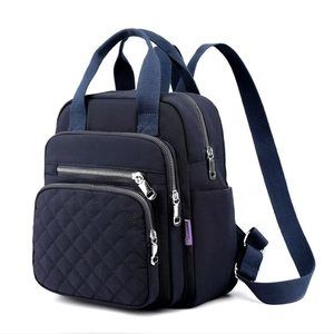 Small Backpack for Women Casual Quilted Square Bag Waterproof Multi Pockets😸